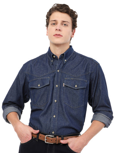 Camisa en indigo silueta amplia manga larga Ref. 202 Talla S