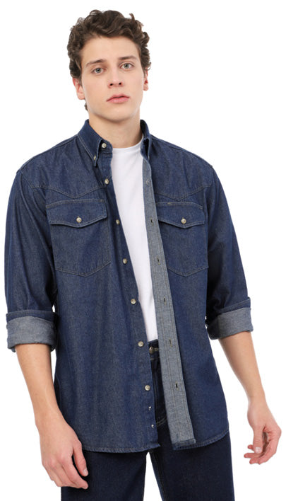 Camisa en indigo silueta amplia manga larga Ref. 202 Talla L